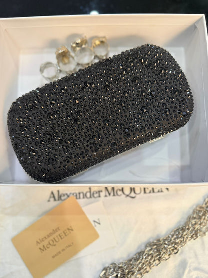 Alexander McQueen Skull Knuckle Crystal-Embellished Clutch