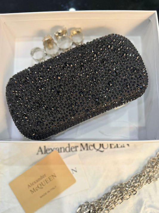 Alexander McQueen Skull Knuckle Crystal-Embellished Clutch