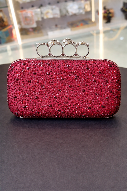 Alexander McQueen Skull Knuckle Crystal-Embellished Clutch