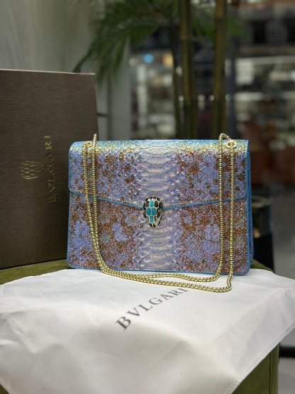Bvlgari Serpenti Forever Metallic Python Leather Bag