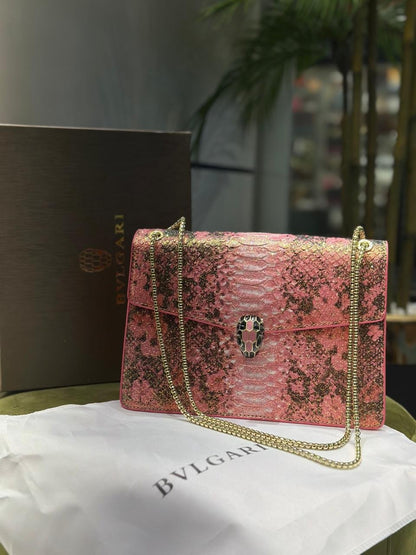Bvlgari Serpenti Forever Metallic Python Leather Bag