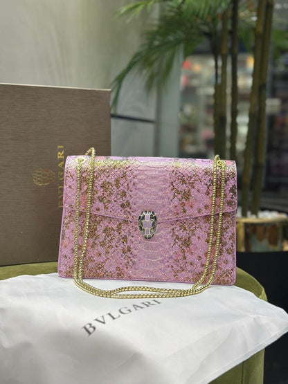 Bvlgari Serpenti Forever Metallic Python Leather Bag
