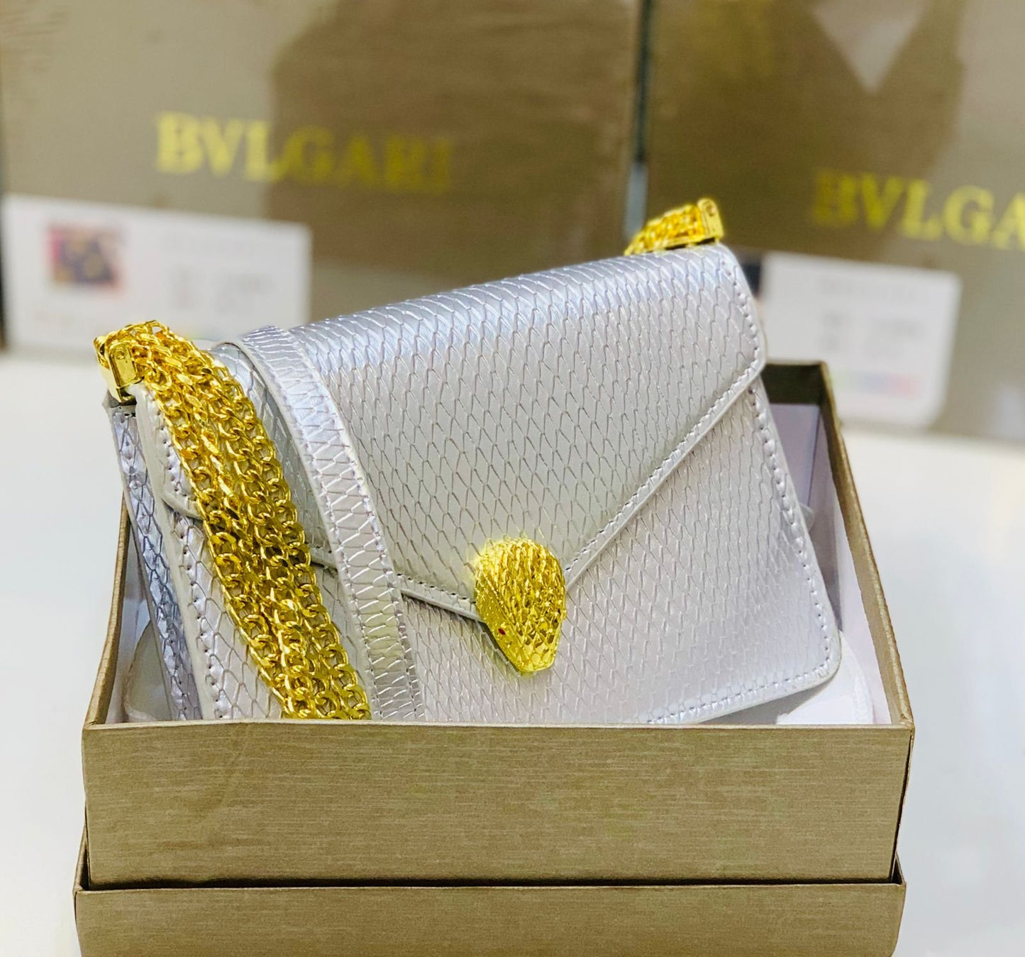 Bvlgari Serpenti Forever Gold Chain Shoulder Bag