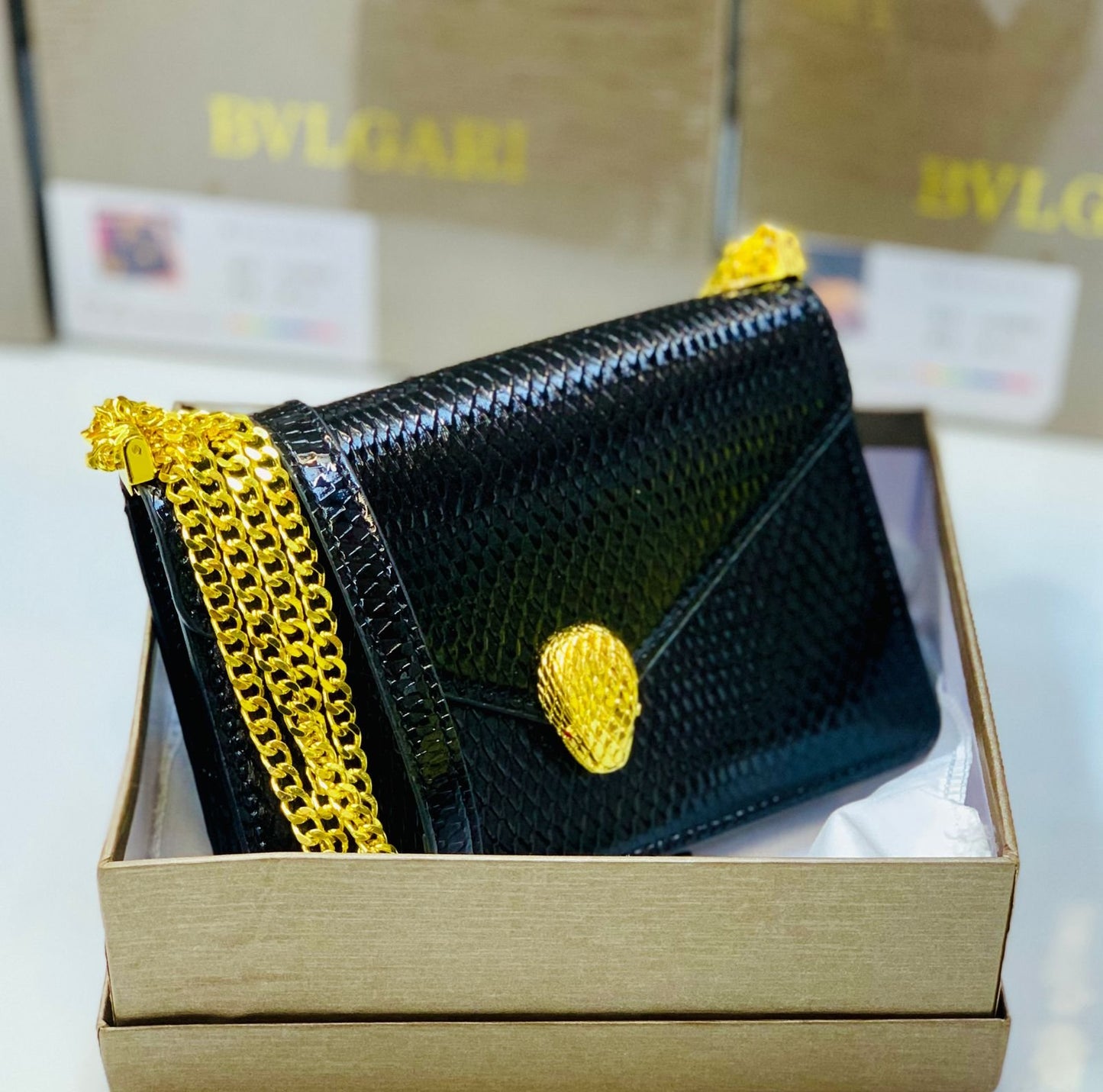 Bvlgari Serpenti Forever Gold Chain Shoulder Bag