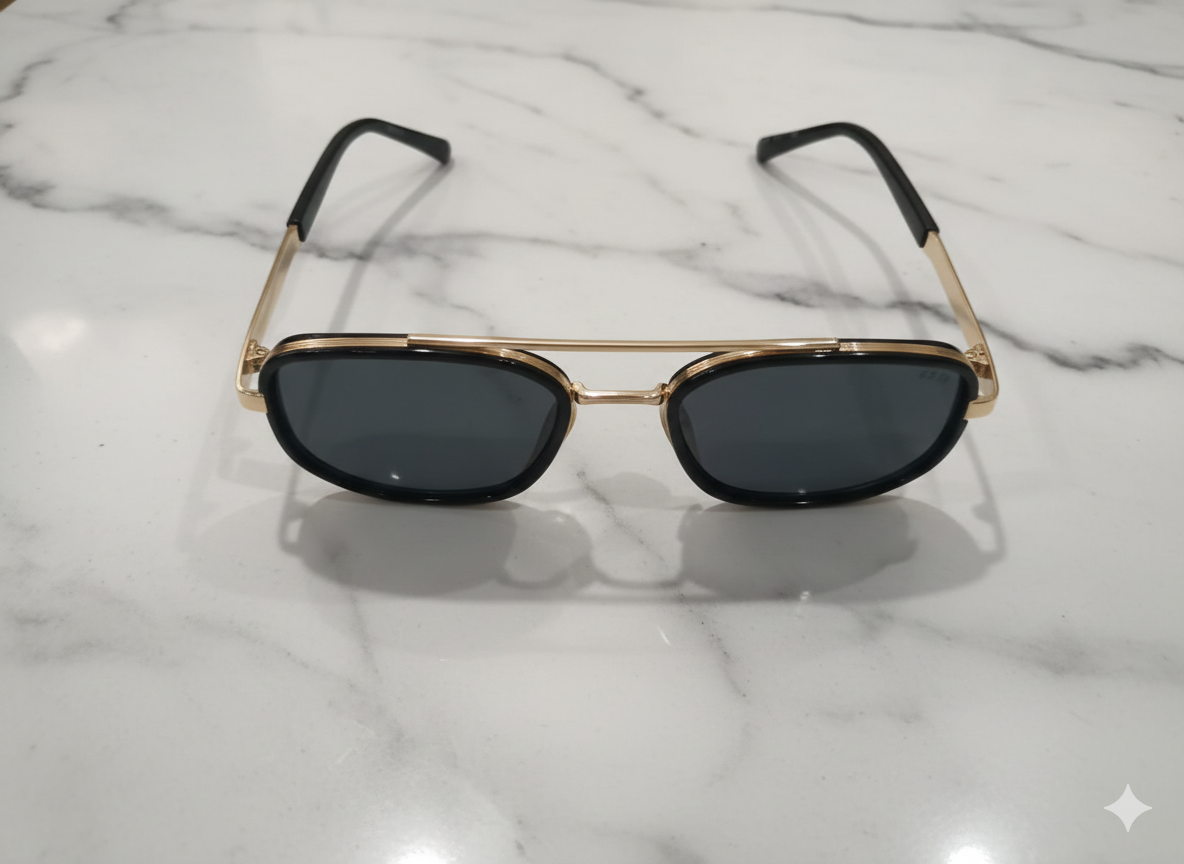 Burberry Rectangular Metal Sunglasses – Gold Frame