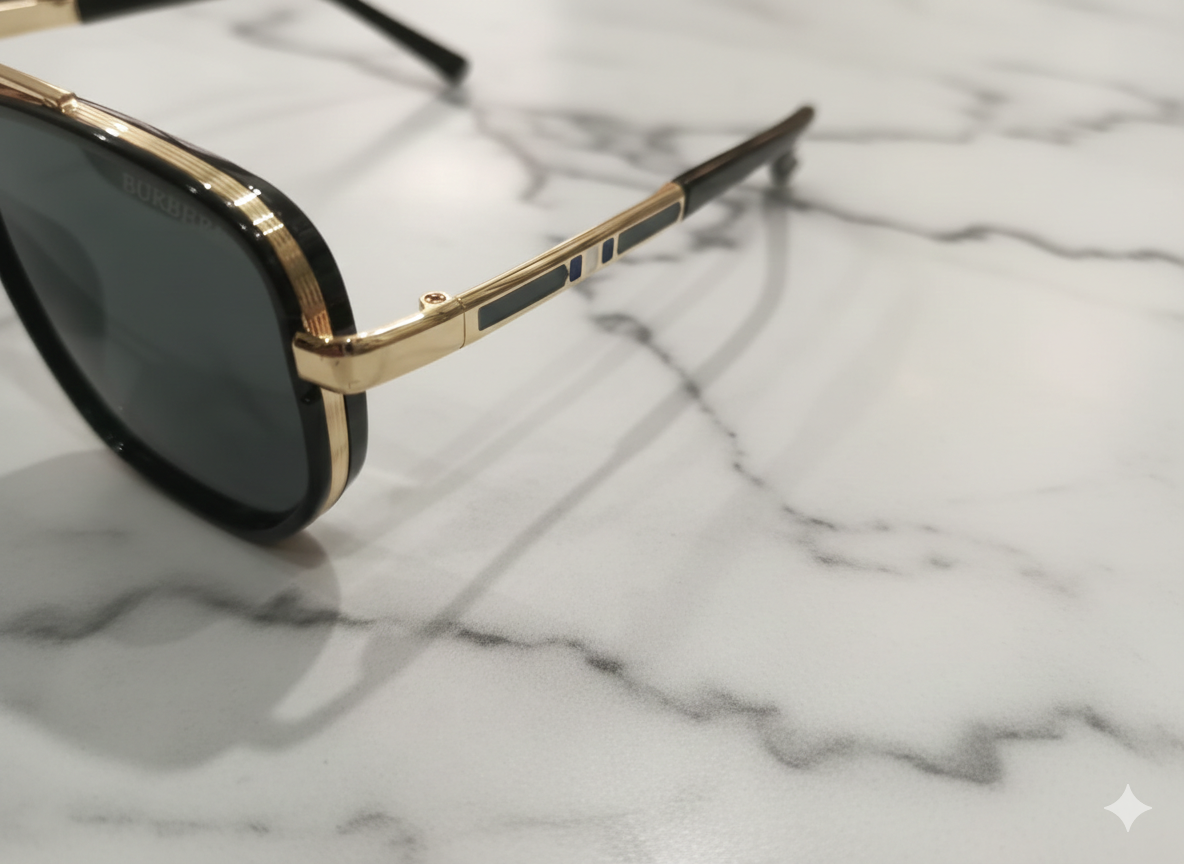 Burberry Rectangular Metal Sunglasses – Gold Frame