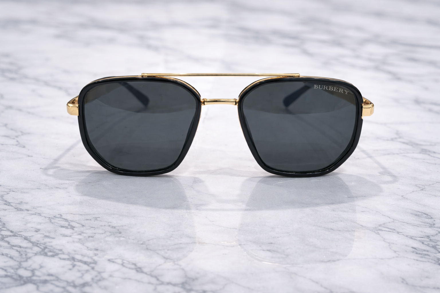 Burberry Rectangular Metal Sunglasses – Gold Frame