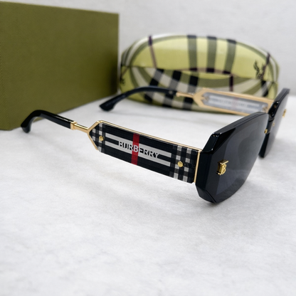 Burberry Check Temple Square Frame Sunglasses