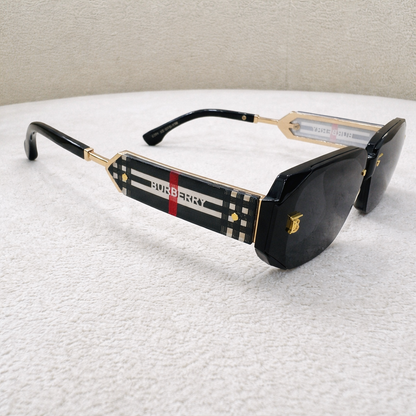 Burberry Check Temple Square Frame Sunglasses
