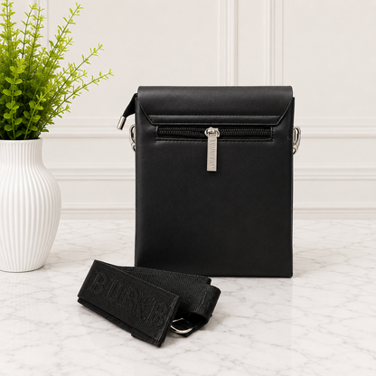 Burberry Embossed Check Leather Messenger Bag