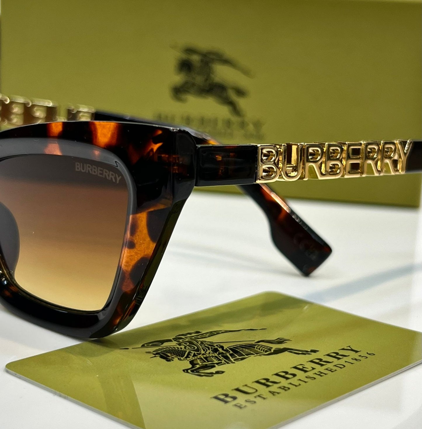 Burberry Logo Temple Cat Eye Sunglasses