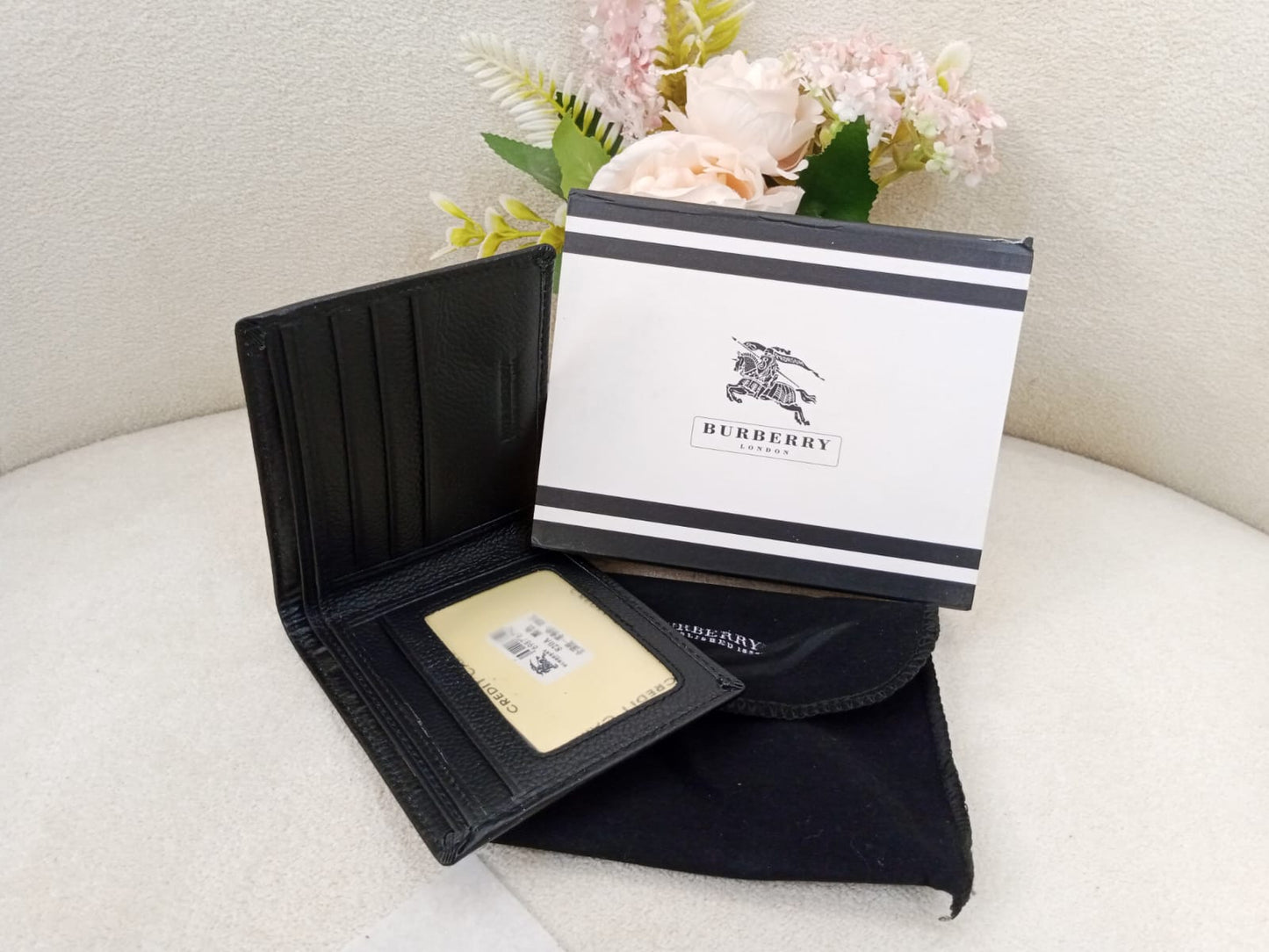 Burberry London Knight Logo Check Premium Leather Bifold Wallet