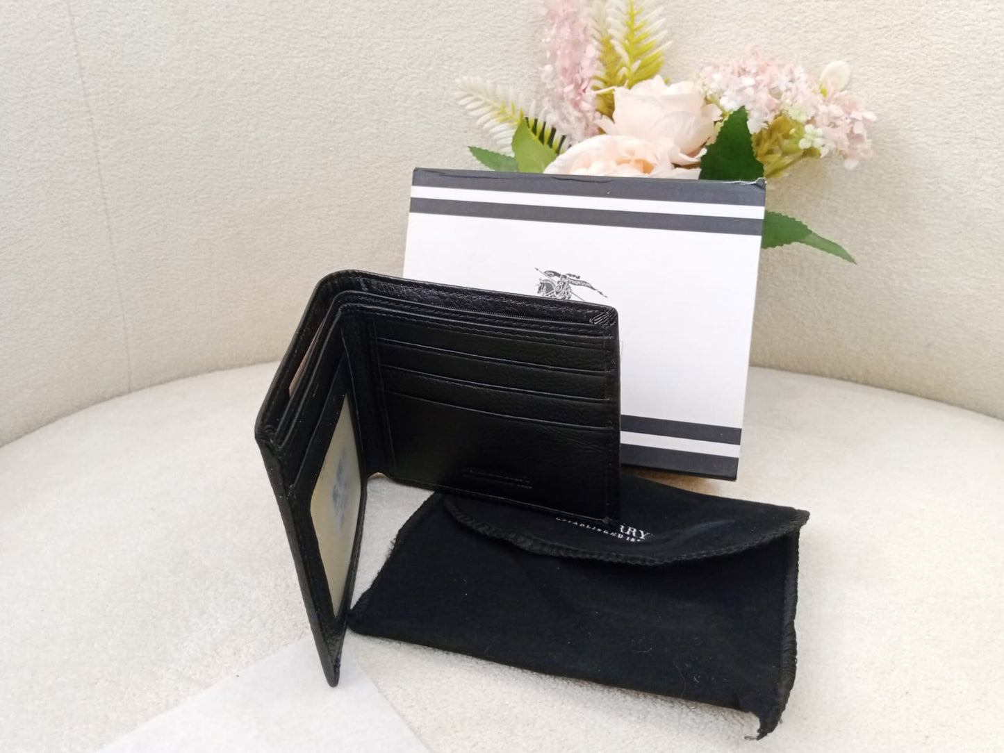 Burberry London Knight Logo Check Premium Leather Bifold Wallet