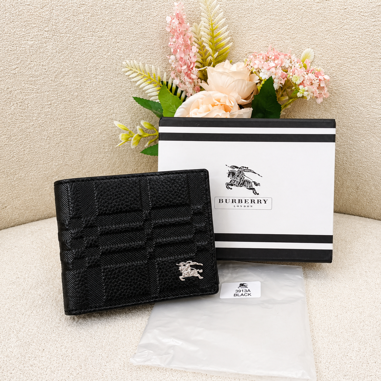 Burberry London Signature Check Premium Leather Bifold Wallet