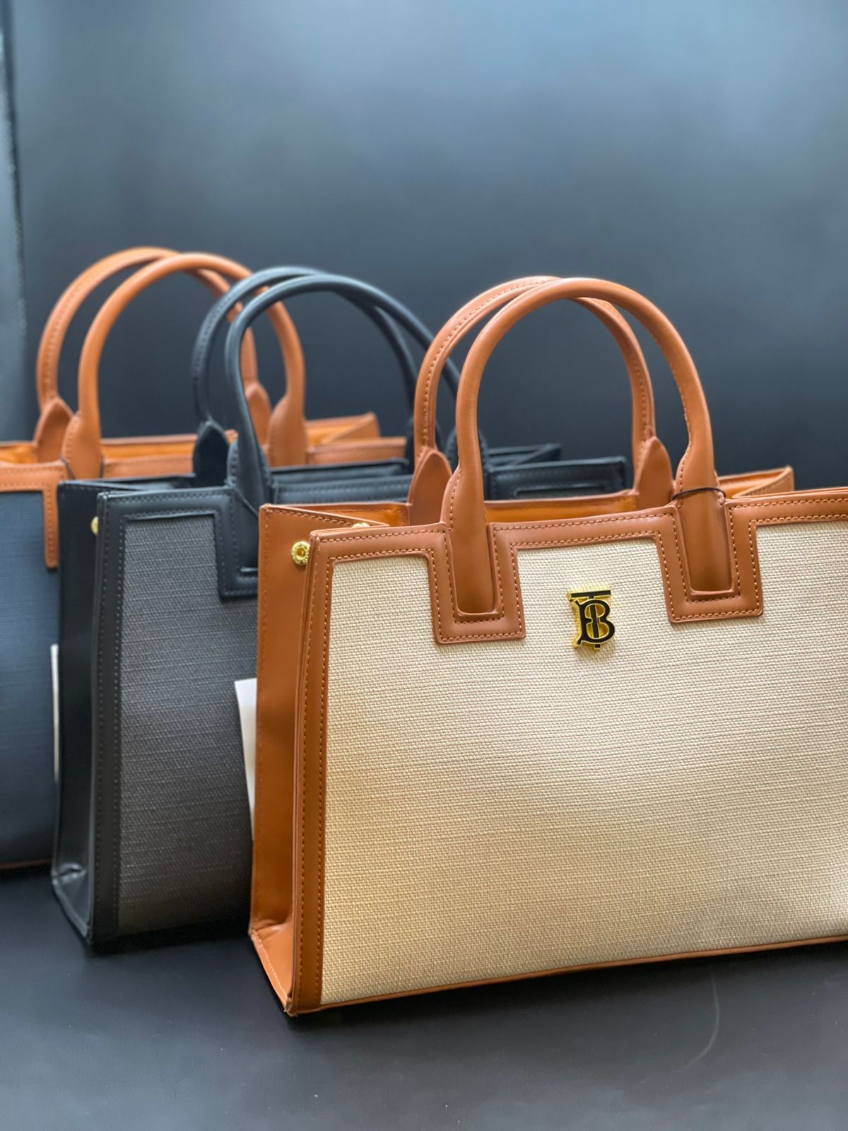 Burberry Style TB Canvas Tote Bag
