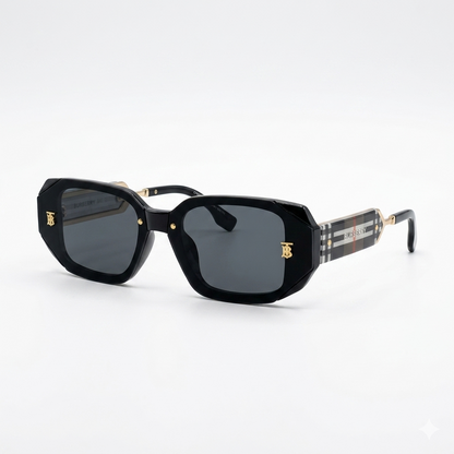 Burberry Check Temple Square Frame Sunglasses