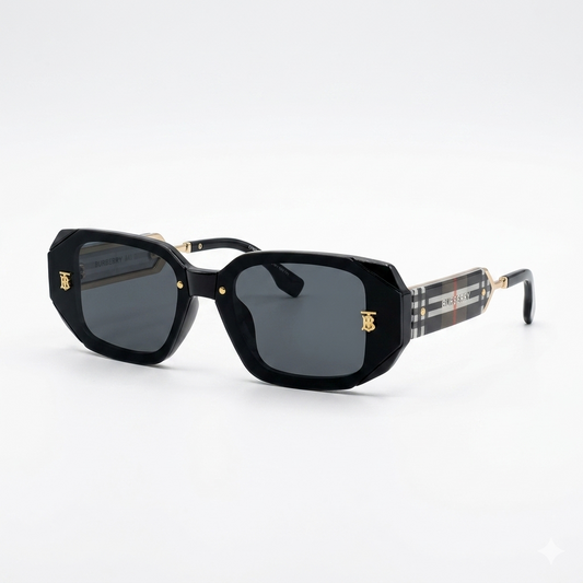 Burberry Check Temple Square Frame Sunglasses