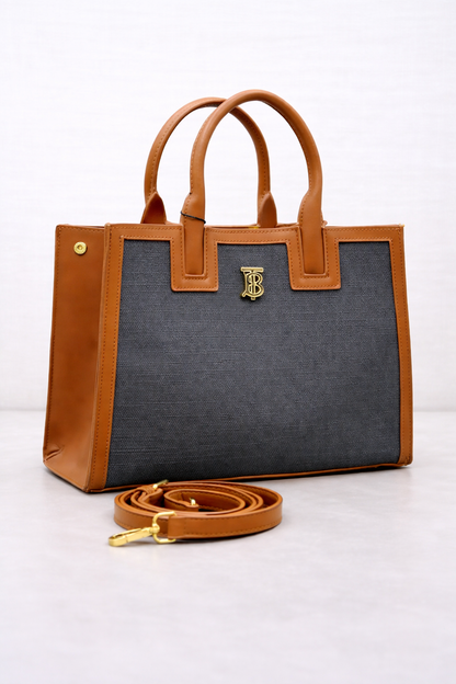 Burberry Style TB Canvas Tote Bag