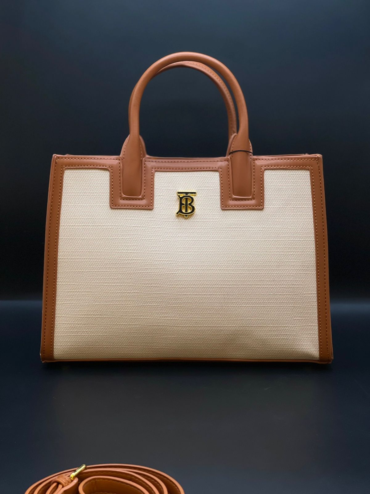 Burberry Style TB Canvas Tote Bag