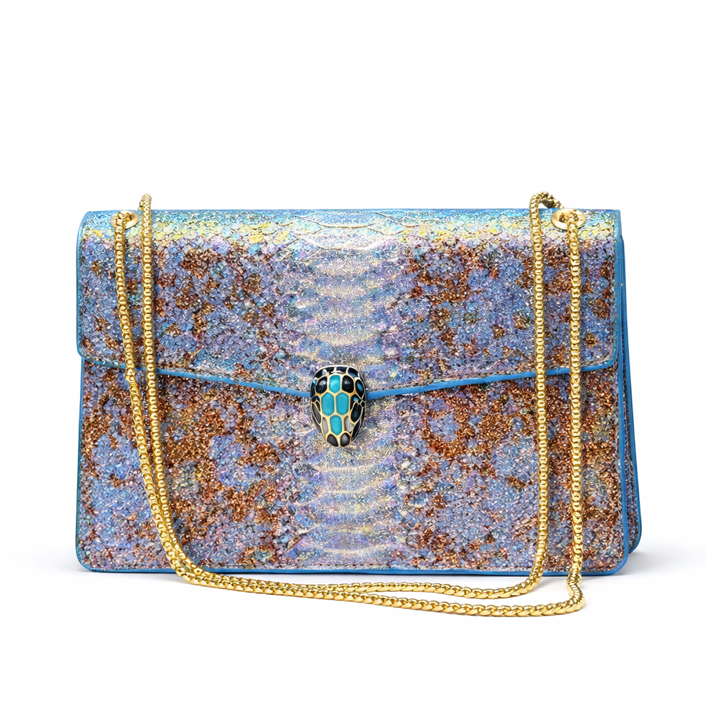 Bvlgari Serpenti Forever Metallic Python Leather Bag