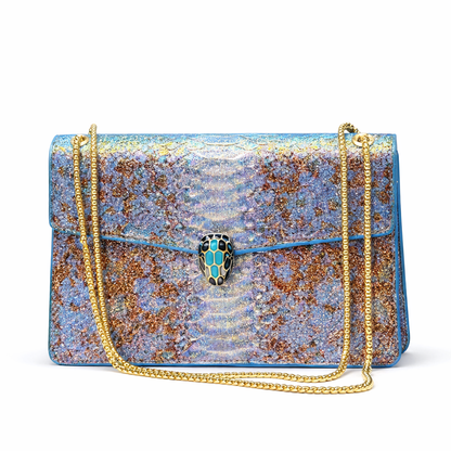 Bvlgari Serpenti Forever Metallic Python Leather Bag
