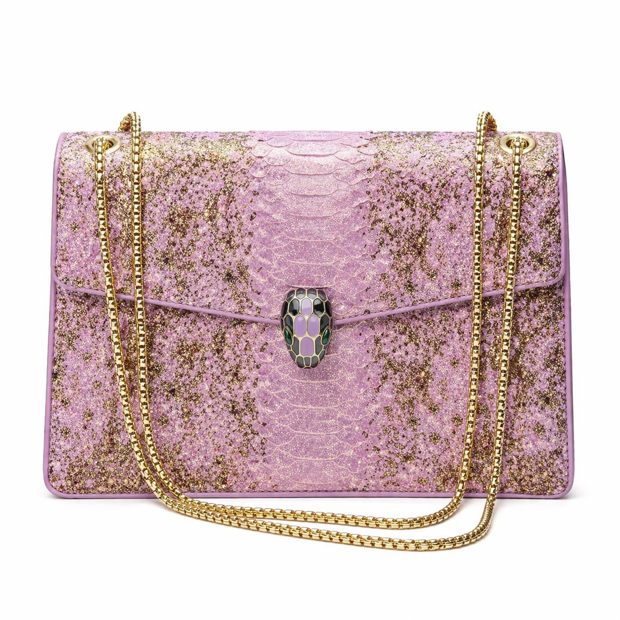 Bvlgari Serpenti Forever Metallic Python Leather Bag