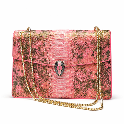 Bvlgari Serpenti Forever Metallic Python Leather Bag