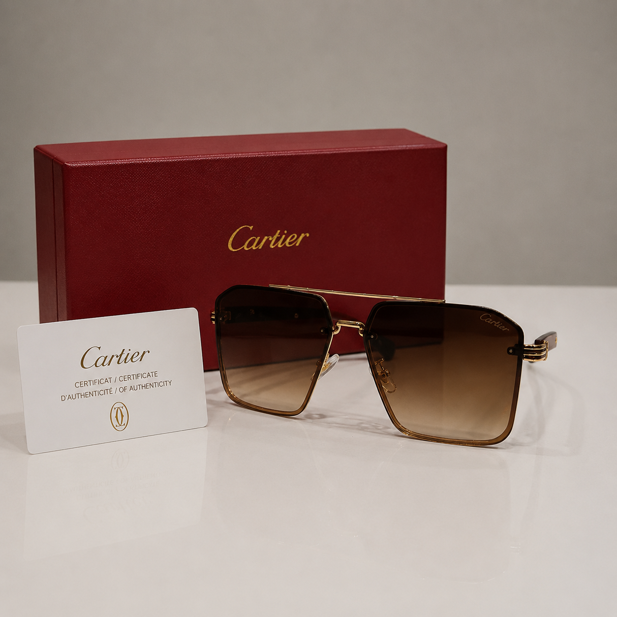 Cartier Santos Oversized Square Gradient Sunglasses