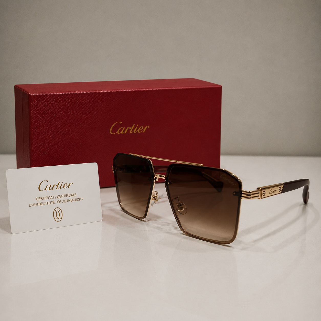Cartier Santos Oversized Square Gradient Sunglasses