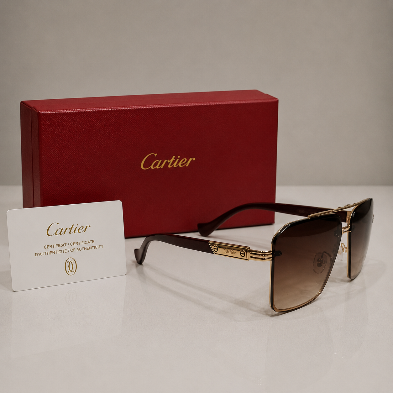Cartier Santos Oversized Square Gradient Sunglasses