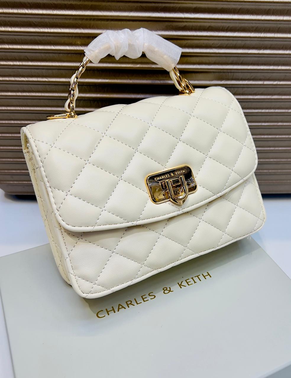 Charles and Keith Quilted Top Handle Chain Bag