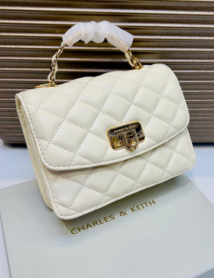 Charles and Keith Quilted Top Handle Chain Bag