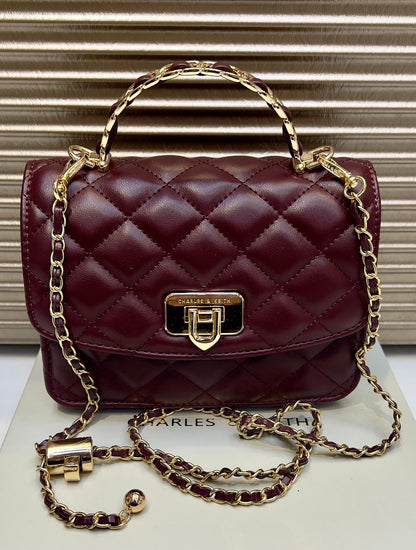 Charles and Keith Quilted Top Handle Chain Bag