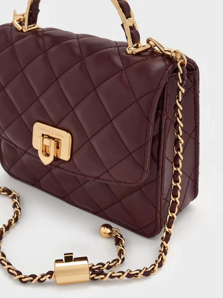 Charles and Keith Quilted Top Handle Chain Bag