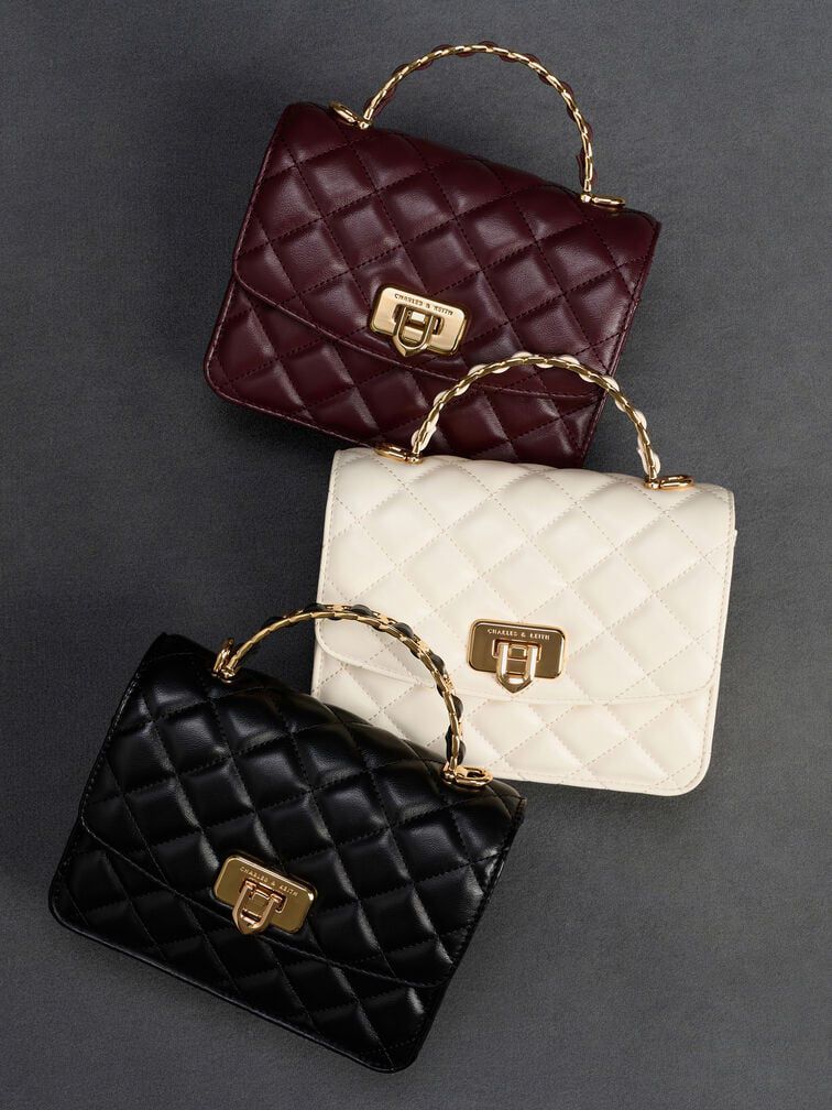 Charles and Keith Quilted Top Handle Chain Bag