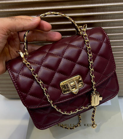 Charles and Keith Quilted Top Handle Chain Bag