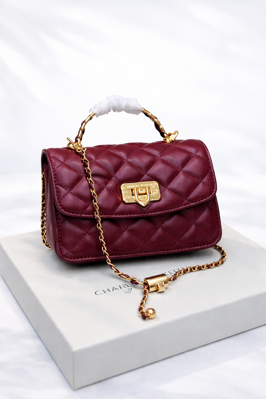 Charles and Keith Quilted Top Handle Chain Bag
