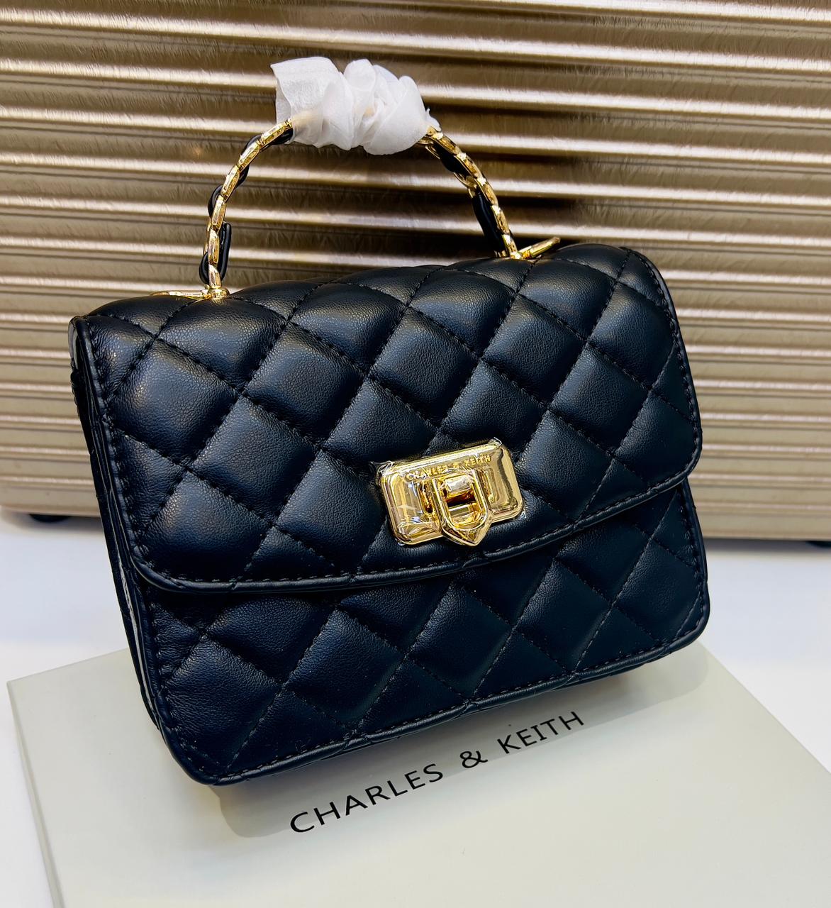 Charles and Keith Quilted Top Handle Chain Bag