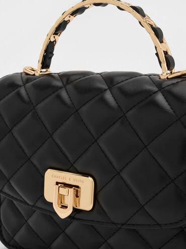 Charles and Keith Quilted Top Handle Chain Bag