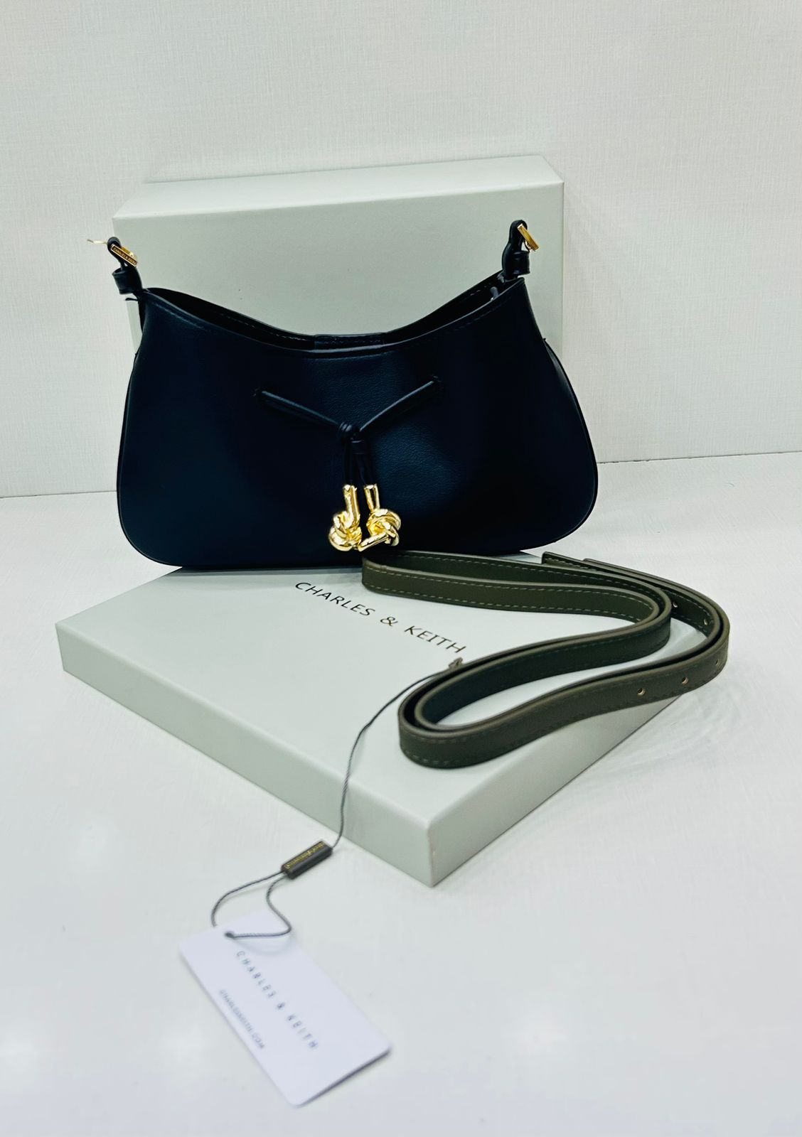 Charles & Keith Suede Drawstring Shoulder Bag