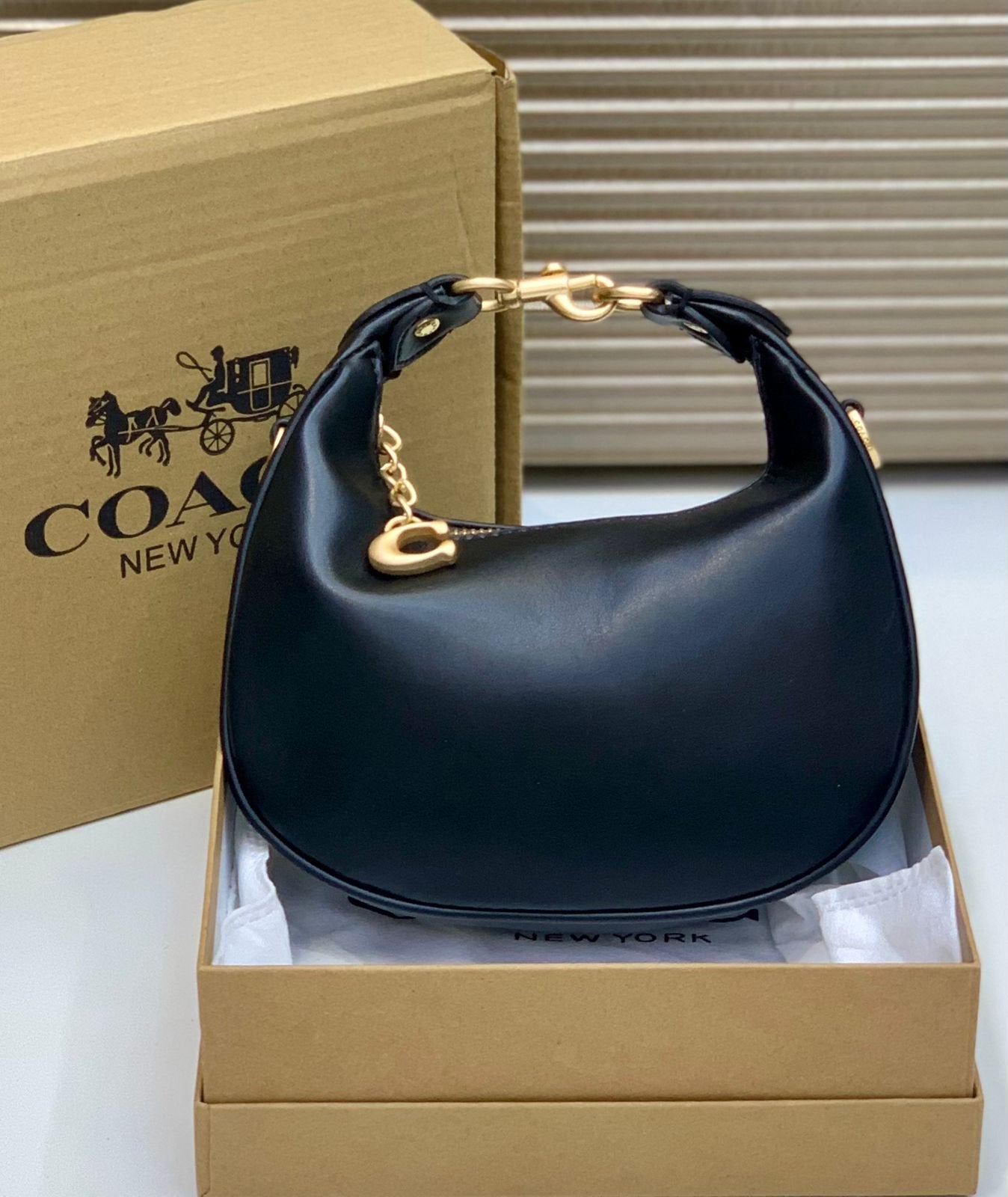 Coach Mini Leather Crescent Shoulder Bag