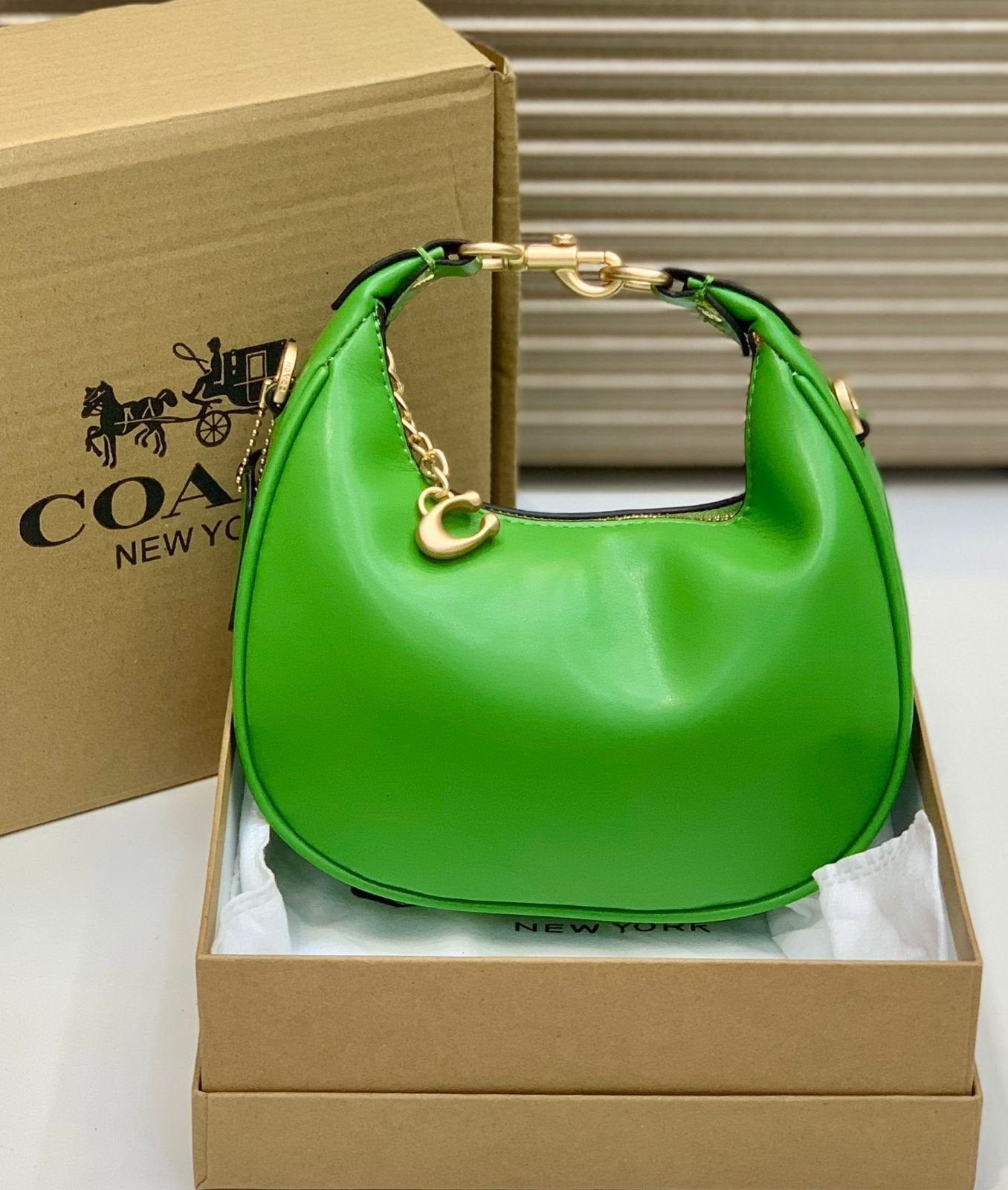 Coach Mini Leather Crescent Shoulder Bag