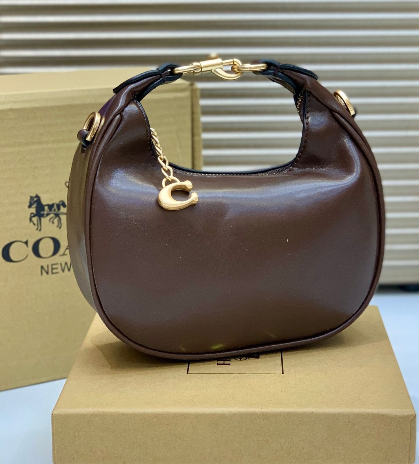 Coach Mini Leather Crescent Shoulder Bag