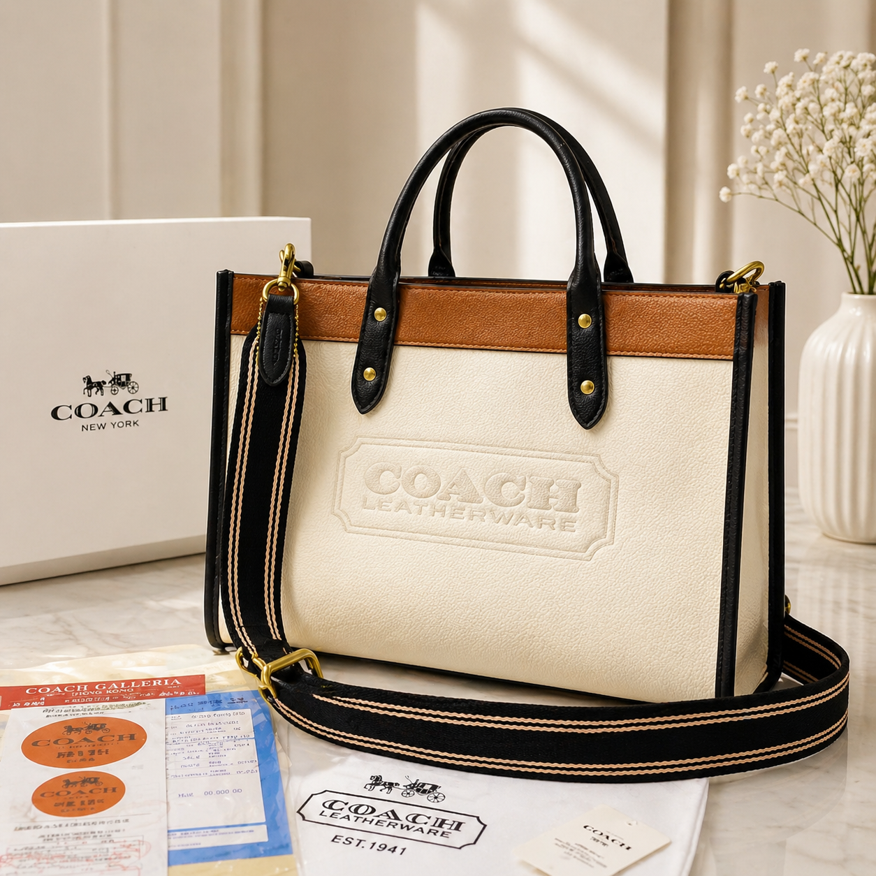 COACH Field Tote 30 in Colorblock With Coach Badge