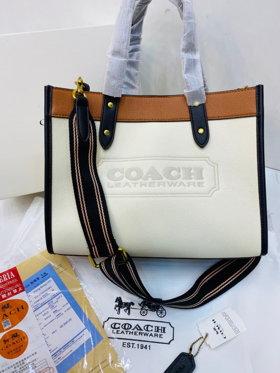 COACH Field Tote 30 in Colorblock With Coach Badge