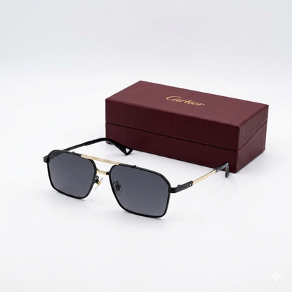 Cartier Modern Square Metal Sunglasses