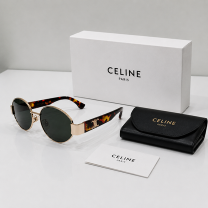 Celine Triomphe Oval Metal Frame Sunglasses