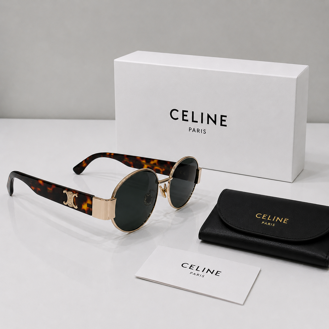 Celine Triomphe Oval Metal Frame Sunglasses