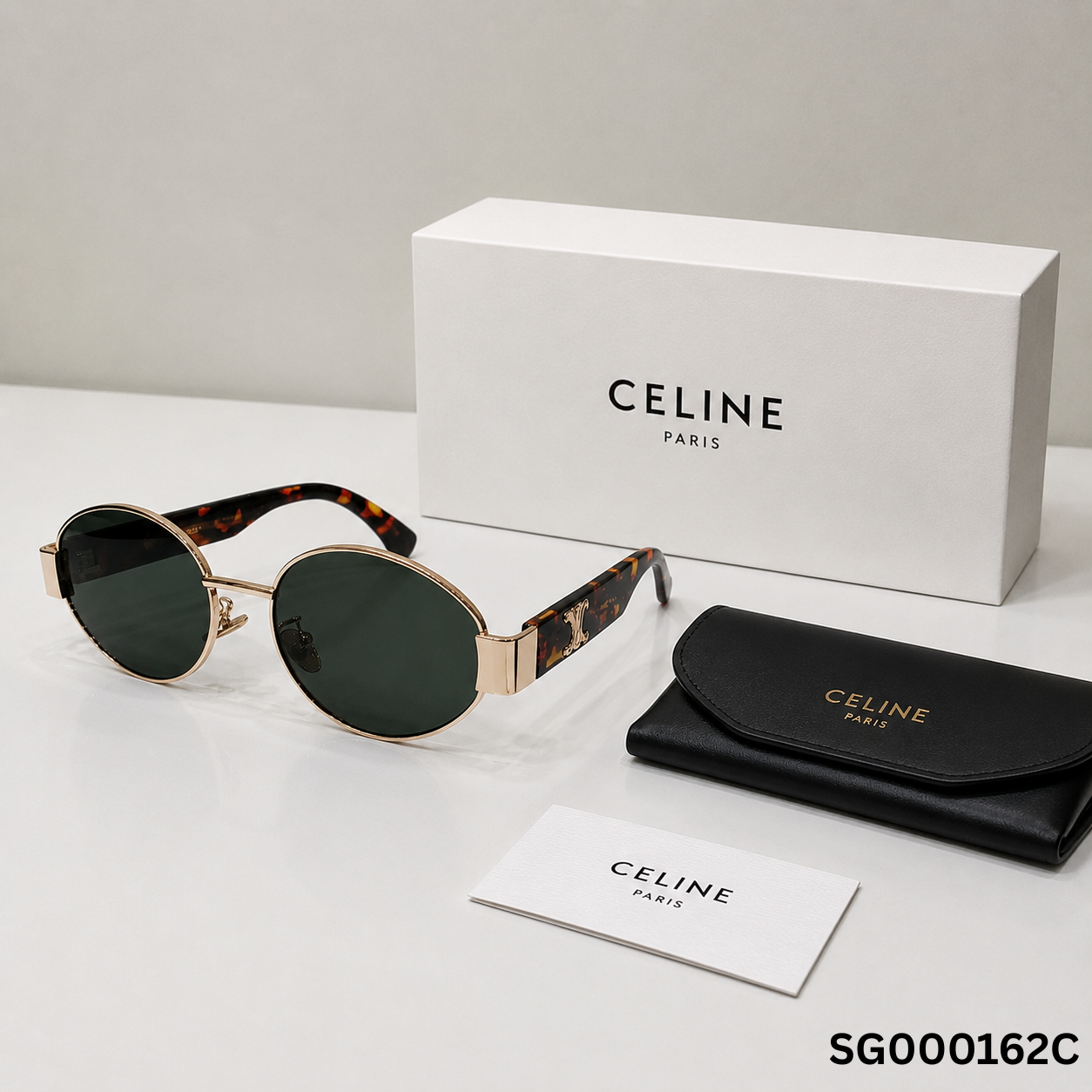 Celine Triomphe Oval Metal Frame Sunglasses
