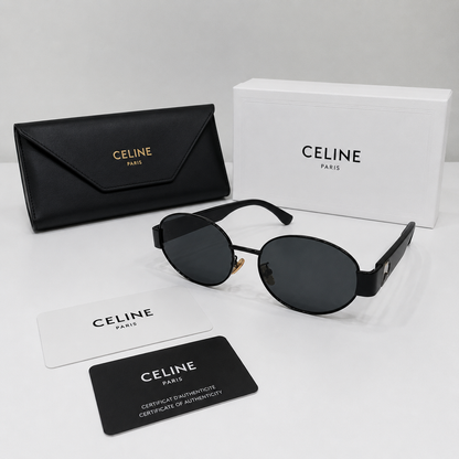 Celine Round Metal Frame Sunglasses - Classic Black
